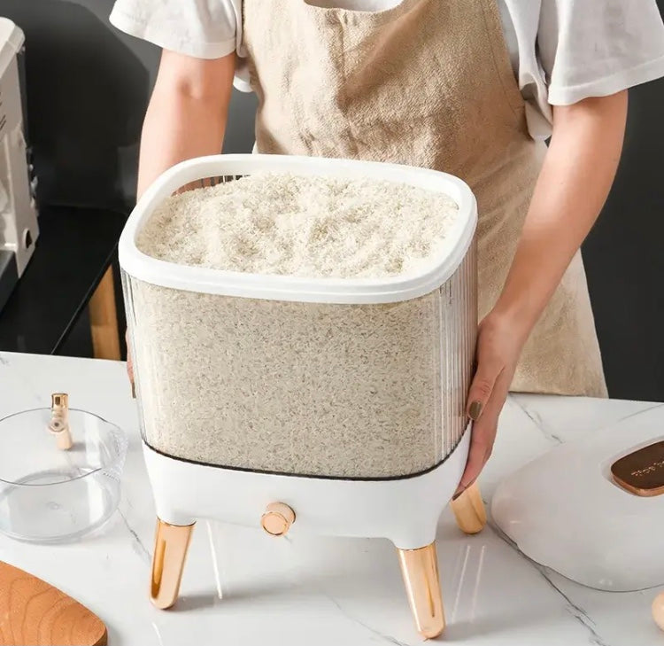 Rice Storage Box, Household Large Capacity Rice Bucket Dispenser, Transparent Rice Sealed Storage Organizer Rice Storage Box, Household Large Capacity Rice Bucket Dispenser, Transparent Rice Sealed Storage Organizer
